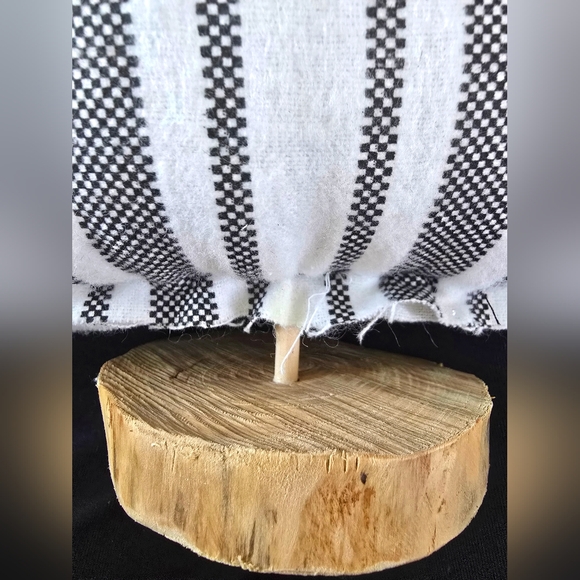 Set of 2 Handmade Plush Black & White Flannel Ticking Christmas Trees - Picture 5 of 7